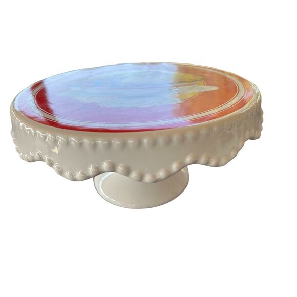 Vintage Ceramic Cake Stand With‎ Cherry Pie Design Kitchen Decor - Picture 5 of 6